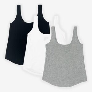 ASOS Tank 3-Pack Size 2 White Black Gray Cotton Blend Casual Basic Essential